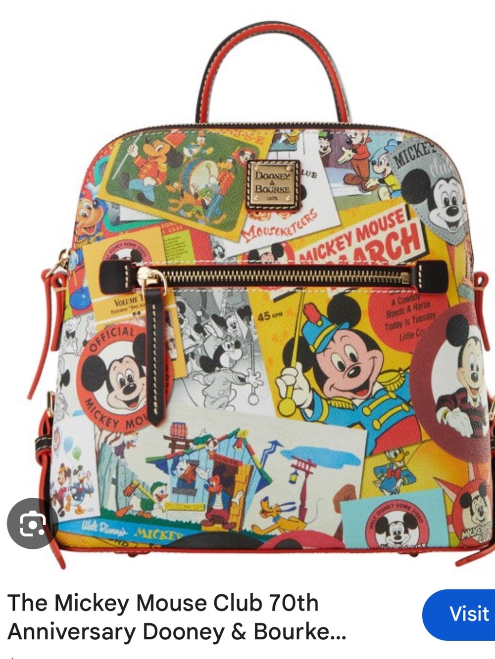 Disney Mickey Mouse Club 70th Anniversary Dooney & Bourke Backpack